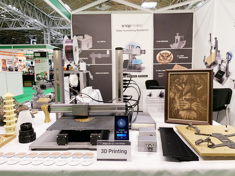 Both Generations of Snapmaker 3-in-1 3D Printers were at the UK TCT Show